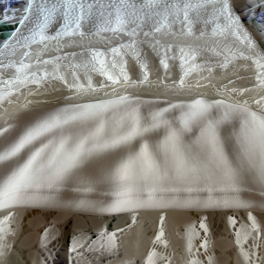 JJ's House Scoop Bodycon Lace Mini Dress White NWT Coquette Romantic Party Sz L - Picture 5 of 9